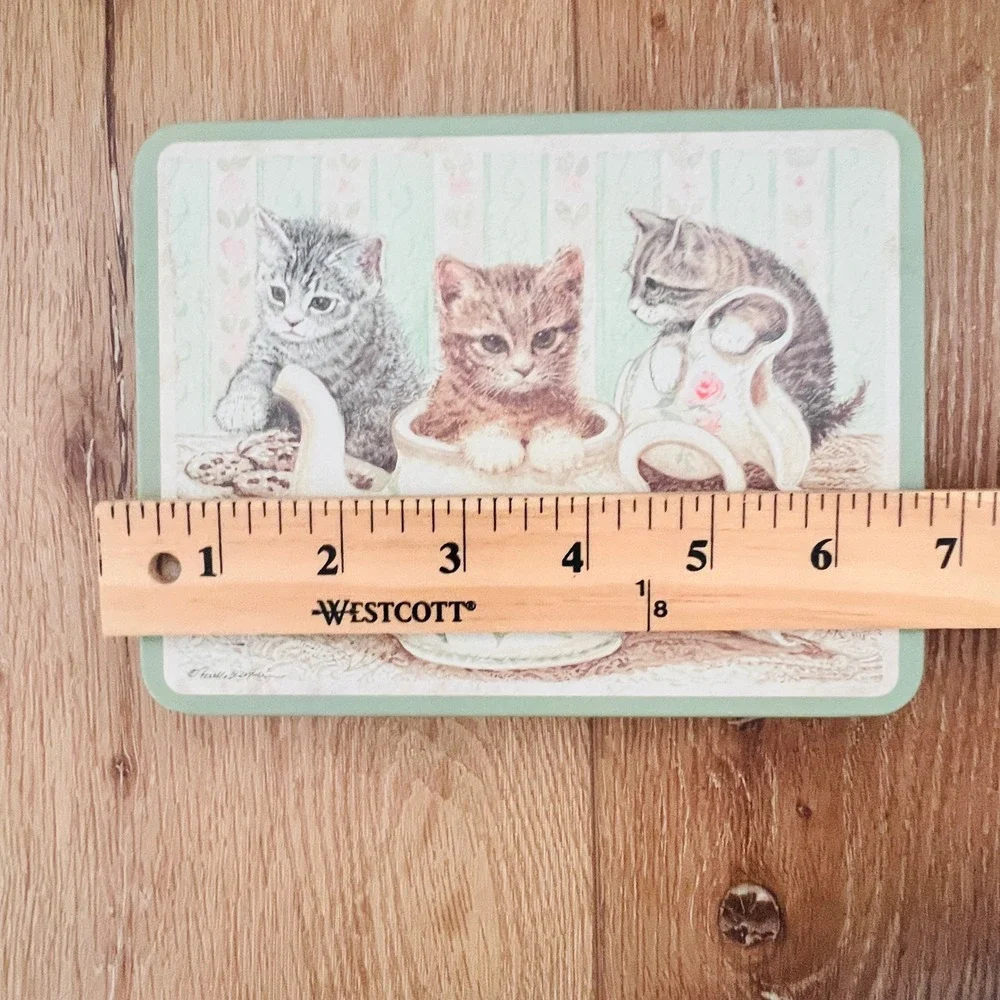 Vtg Keller Charles Philadelphia Kitten Teapot Tin Decorative Metal Box Green